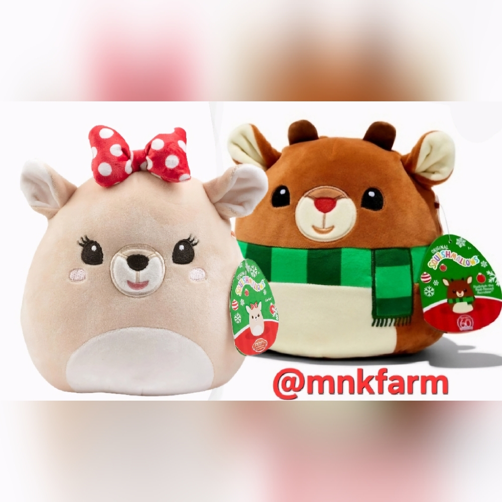 Squishmallow 8 in Pair Clarice and Rudolph the Red-Nosed Reindeer